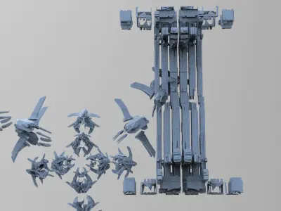 Cyberpunk asteroid grand towers 9 3D model