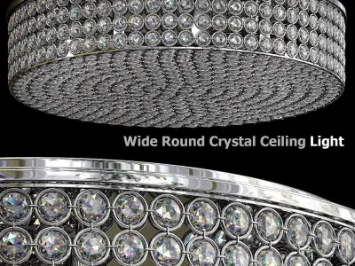 Velie wide round crystal ceiling light 3D model