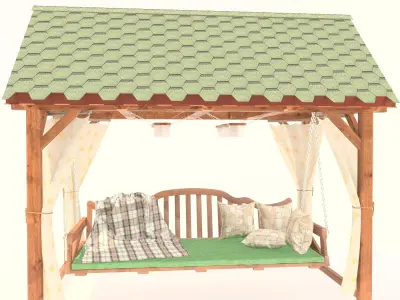 Garden swing oak 3D model