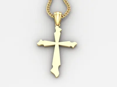 Light Gold 18K Cross Pendant 1CP099 3D print model