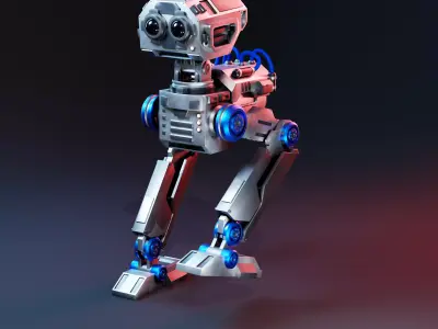 Futuristic Stylized Scout Robot Low-poly 3D model