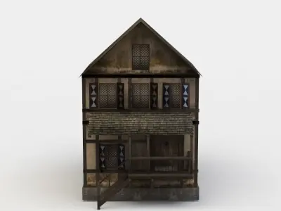 House old with balcony Low-poly 3D model