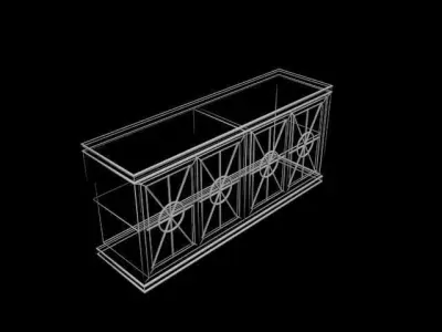 CONSOLE wooden cabinet with glass doors 3D model