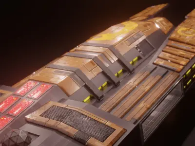 Game-Ready Spaceship - Low Poly Stylized Sci-Fi Low-poly 3D model