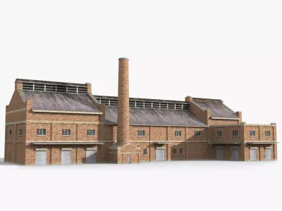 Factory x14 Low-poly 3D model