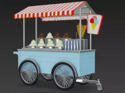 3D Ice Cream Cart Model High Quality 3D model