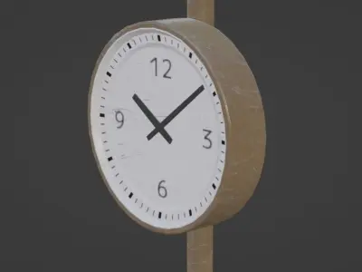 Street Clock with Scratched Paint Low-poly 3D model