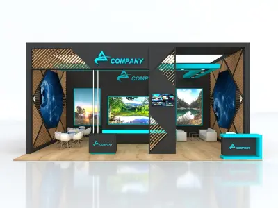 Exhibition Stand Booth Stall 10x6m Height 500cm 3 Side Open 3D model