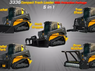 333G Compact Track Loader - 5 in 1 3D Model Pack