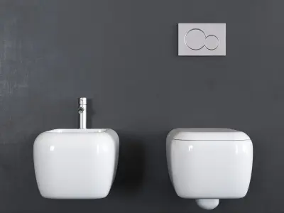 Ceramica Cielo Shui wall-hung bidet and toilet Low-poly 3D model