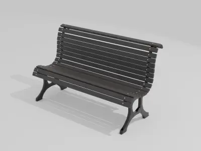 Wooden Bench Low-poly 3D model