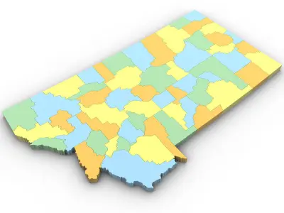Montana Political Map 3D model