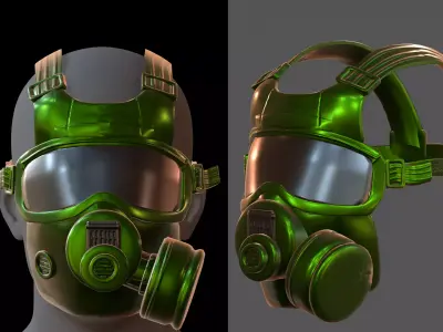 Gas mask helmet 3d model scifi Low-poly  Low-poly 3D model 190
