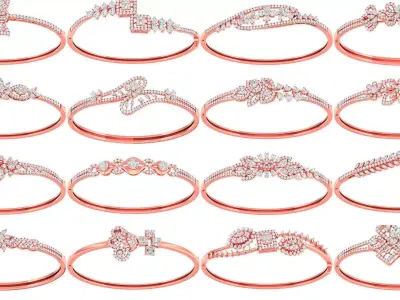 Diamond light gold bracelet 48pcs 3D Model Pack