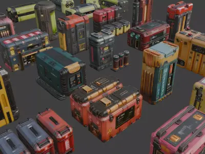 Sci-Fi Batteries Pack 3D model