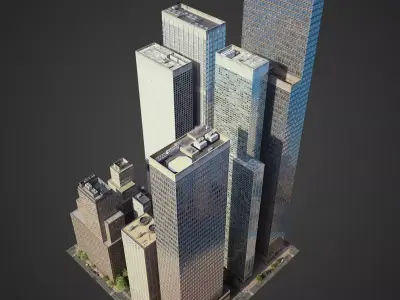 Realistic City District H2-C8 3D model