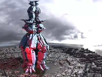 Sci Fi Skeleton towers 6 3D model