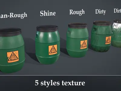 Plastic Barrels Low-poly 3D model