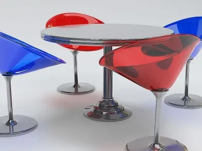 Modern Round Table and Chair Set 3D model