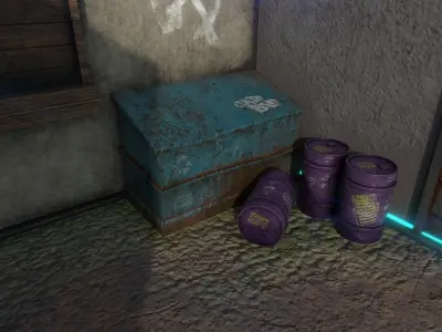 Back Alley Backdrop - Neon Cyberpunk Scenery - Full Perm Low-poly 3D model