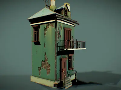 Old french house Low-poly 3D model