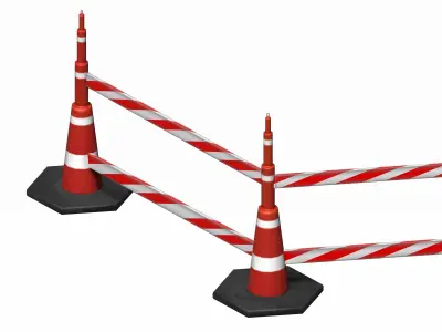 Red-white striped pontoon barrier Low-poly 3D model