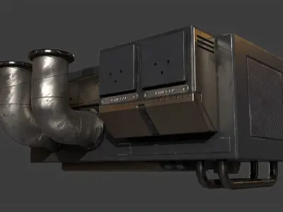 Futuristic Scifi Industry Aircon- Game Ready - PBR Low-poly 3D model