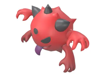 Cartoon Four Hands Ghost Character v1 003 Low-poly 3D model