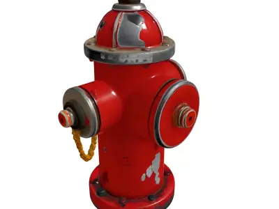 Detailed Weathered Red Fire Hydrant Low-poly 3D model