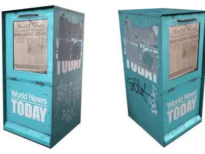 Low Poly Newspaper Newsstand Vending Machine Outdoor Prop Low-poly 3D model
