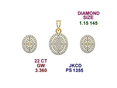 22k gold light weight maicro daimond pendant set  3D print model