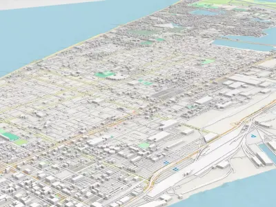 Cityscape Galveston Texas United States 3D model