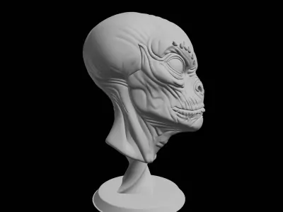 Reptilian Alien Head 3D Print Model Scaled Extraterrestrial S... 3D print model