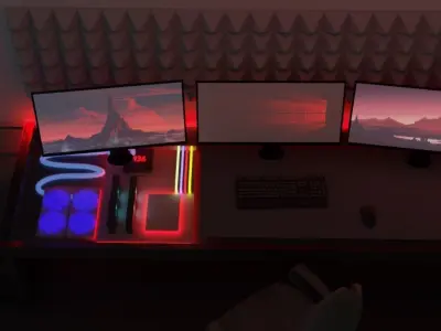 Low poly gamer room Low-poly 3D model