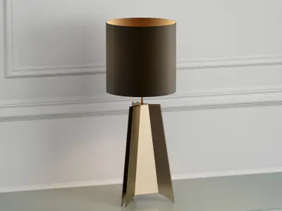 Lamp 3 table with gold base and shade 3D model