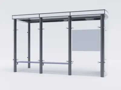 German Berlin Modern Bus Stop Shelter 3D model