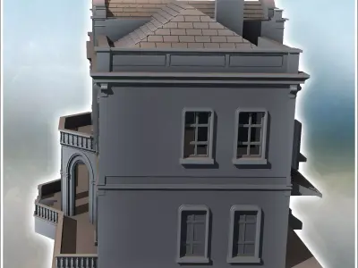 Baroque hotel with balustrades Hartenstein Bavaria Germany - Wor 3D print model