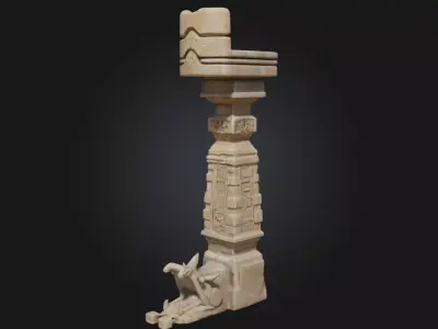Ancient Pillar with Mythical Creature  Enigmatic Relic  3D model