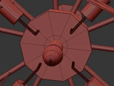 FROST B gold and glass chandelier with circular discs 3D model
