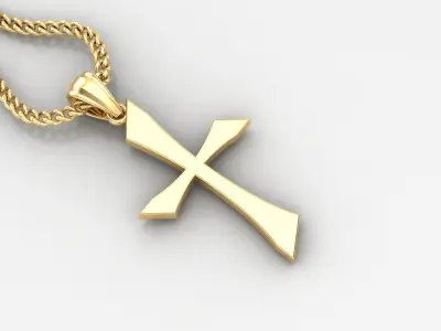 Light Gold 18K Cross Pendant 1CP012 3D print model