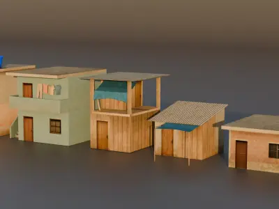 Favela Modular Pack Low-poly 3D model