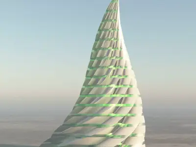 Sci-Fi Spiral Tower 3D model