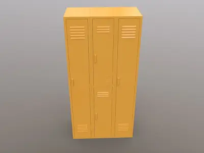 PBR School Gym Locker 04 - Yellow Low-poly 3D model