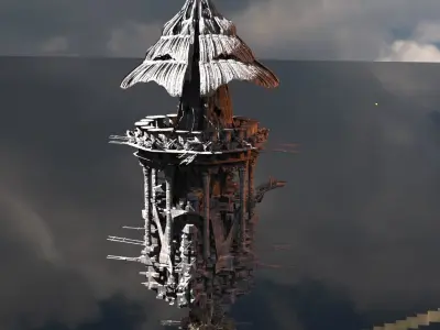  Desert island Sci fi hut 1 3D model