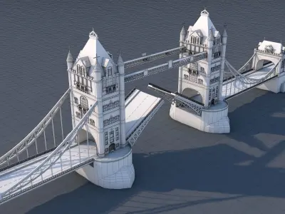 Low Poly London Tower Bridge Landmark Low-poly 3D model