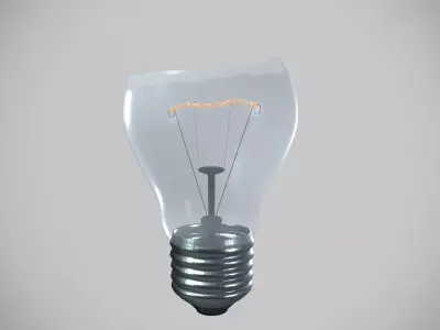 Broken Incandescent Light Bulb 3D model