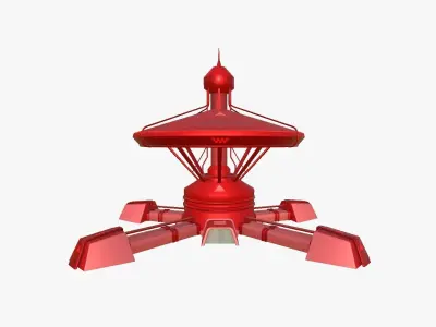 SciFi Facility C05 Red - Sci Fi Exterior Design Low-poly 3D model