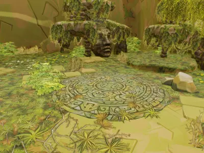 Ancient Arena Level Abandoned Ruin Location Temple Jungle Toon Low-poly 3D model
