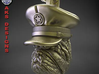 Animal Pendant jewelry Army captain bulldog v151 3D print model