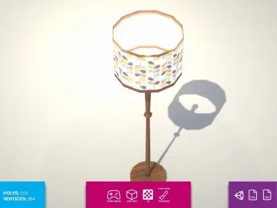 Vintage Floor Lamp Low-poly 3D model